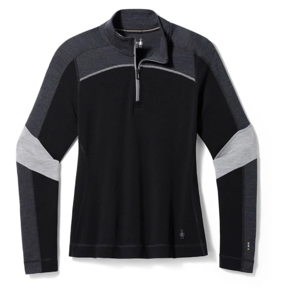 Smartwool woman’s classic thermal merino base layer Colorblock 1/4 zip size l